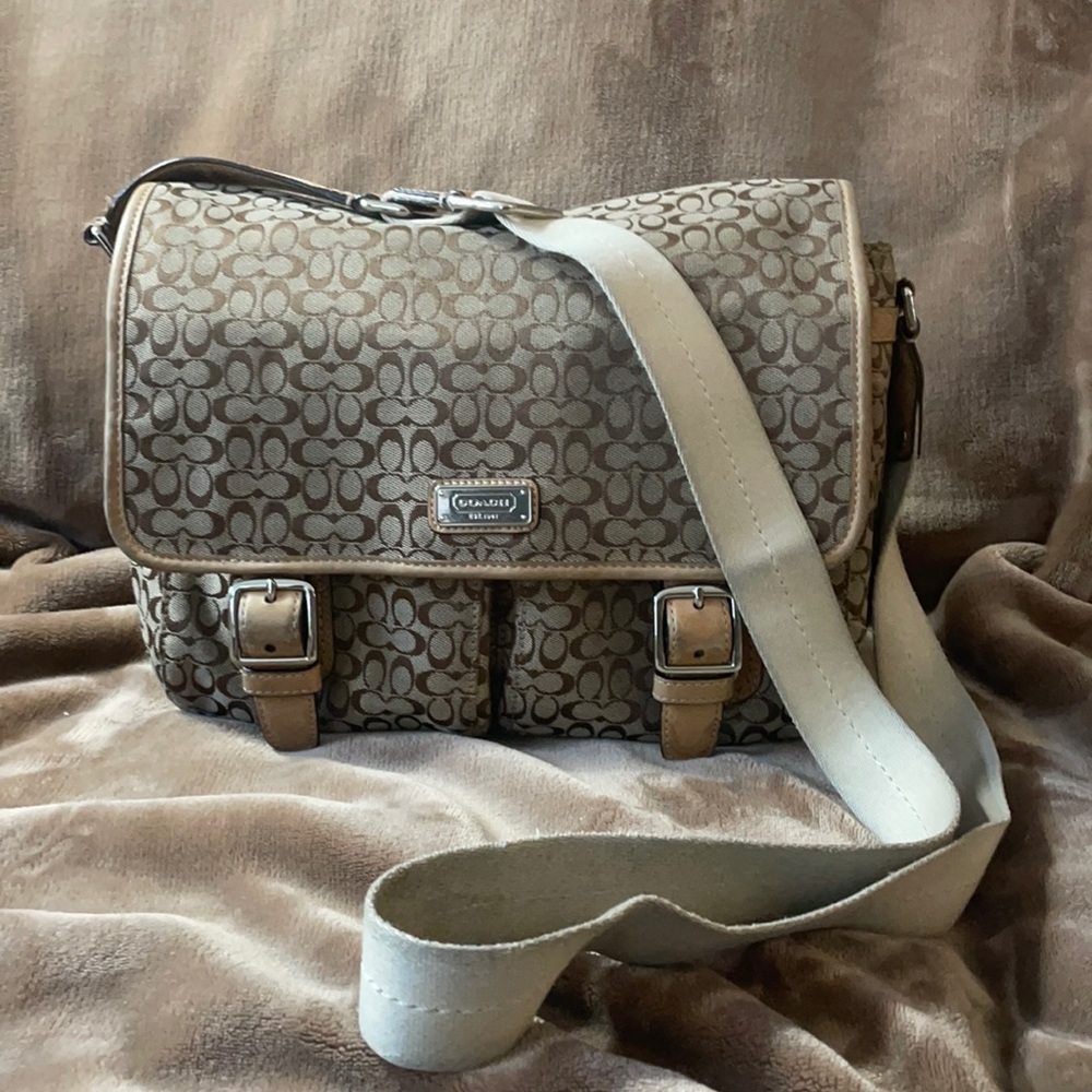 Coach tan messenger bag
